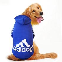 Moletom Com Capuz Roupa Para Cães Grande Porte Azul Adidog - Lns