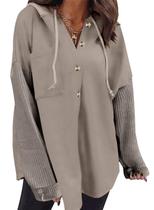 Moletom com capuz SHEWIN Oversized para mulheres cinza claro L