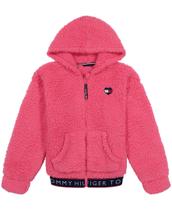 Moletom com capuz Tommy Hilfiger para meninas rosa choque de 12 a 14 anos Moletom com capuz Tommy Hilfiger para meninas rosa choque de 12 a 14 anos