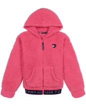 Moletom com capuz Tommy Hilfiger para meninas rosa choque de 12 a 14 anos