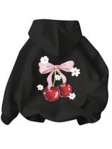 Moletom com capuz WDIRARA Girl's Cherry Graphic 10Y preto Moletom com capuz WDIRARA Girl's Cherry Graphic 10Y preto