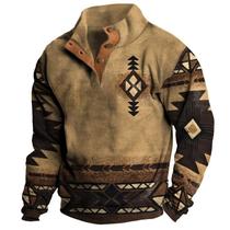 Moletom com capuz ZOCAVIA com estampa asteca marrom vintage para homens tamanho 3GG