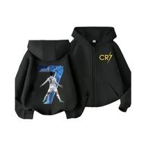 Moletom Com Zíper Para Meninos Ronaldo CR7 Estrela Do Futebol Volta Às Aulas Roupas Infantis Messi