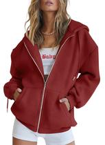 Moletom com Zíper PRETTYGARDEN 2025 Marrom Vermelho P