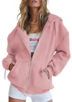 Moletom com Zíper PRETTYGARDEN 2025 Rosa Médio Moletom com Zíper PRETTYGARDEN 2025 Rosa Médio