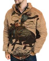 Moletom Costaric Fuzzy Fleece, pulôver masculino com estampa asteca Moletom Costaric Fuzzy Fleece, pulôver masculino com estampa asteca