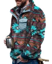 Moletom Costaric Fuzzy Fleece, pulôver masculino com estampa asteca Moletom Costaric Fuzzy Fleece, pulôver masculino com estampa asteca