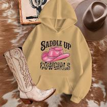 Moletom Country Blusa de Frio Unissex Estamp Saddle Up Cowgirls Inverno Estilo Roça Boiadeira Rodeio