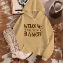 Moletom Country Blusa de Frio Unissex Estamp Welcome To The Ranch Inverno Estilo Roça Boiadeira Rode