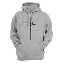 Moletom Cristão Canguru Estampado Confortável Blusa De Frio Cruz Fé