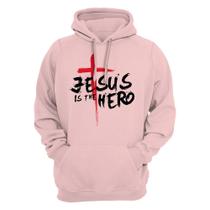 Moletom Cristão Flanelado Quentinho Estampado Jesus é o Herói