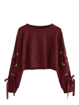 Moletom Crop Top SweatyRocks Lace Up de manga comprida vermelho XS Moletom Crop Top SweatyRocks Lace Up de manga comprida vermelho XS