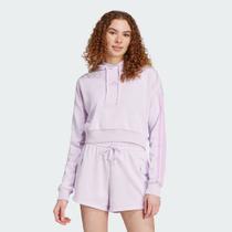 Moletom Cropped Adidas 3 Stripes com Capuz Feminino Lilás