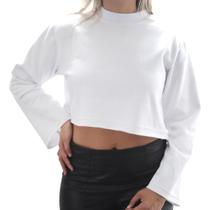 Moletom Cropped Blusa Feminina Blusinha Manga Longa Look Casual Leve Estilo E Conforto Moda Meninas - Moda Fashion Style