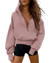 Moletom Cropped com Zíper 2025 Outono PRETTYGARDEN Rosa G Moletom Cropped com Zíper 2025 Outono PRETTYGARDEN Rosa G
