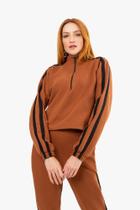 Moletom cropped feminino listra lateral