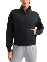Moletom CRZ YOGA SoftAura com meio zíper para mulheres preto XXS Moletom CRZ YOGA SoftAura com meio zíper para mulheres preto XXS
