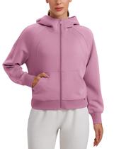 Moletom CRZ YOGA SoftAura com zíper completo em pó de veludo para mulheres