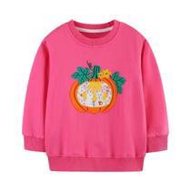 Moletom De Algodão De Manga Longa Para Meninas Com Bordado De Cartoon De Abóbora E Coelho Para O Dia