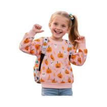 Moletom De Algodão De Manga Longa Para Meninas, Gola Redonda, Estampa De Abóbora De Terror, Para