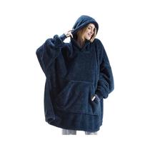 Moletom De Inverno Feminino Com Capuz De Fleece Dupla Face, Oversize, Com Grandes Bolsos Para Casais