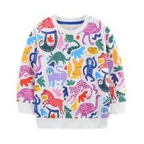 Moletom De Manga Longa Para Meninas Em Algodão Puro Com Estampa De Animais Em Cartoon, Casual Para