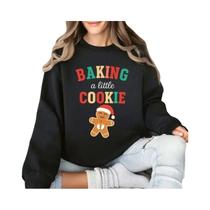 Moletom De Natal Para Gestantes: Engraçado Moletom De Moça Grávida Com Estampa De Biscoito Moletom De Natal Para Gestantes: Engraçado Moletom De Moça Grávida Com Estampa De Biscoito
