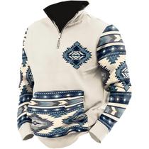 Moletom DMOYALA Aztec Cowboy Retro Ethnic para homens