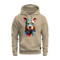 Moletom Dog Olhar Colors Canguru Estampado Flanelado Tecido Macio