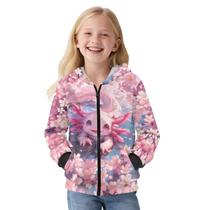 Moletom ELEDIZI Cherry Blossom Axolotl para meninas tamanho 6-7 Moletom ELEDIZI Cherry Blossom Axolotl para meninas tamanho 6-7