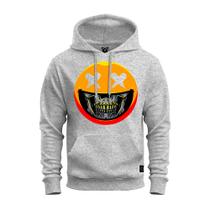 Moletom Estampado Algodão Macio Bolso e Capuz Smile Caveira