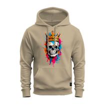 Moletom Estampado Algodão Premium Confortável Caveira Usando Coroa