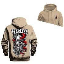 Moletom Estampado Algodão Premium Confortável FearLess Frente Costas