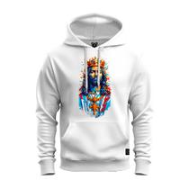 Moletom Estampado Algodão Premium Macio Canguru Jesus Cristo Aquarela
