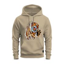 Moletom Estampado Algodão Premium Macio Canguru Tigre Garras