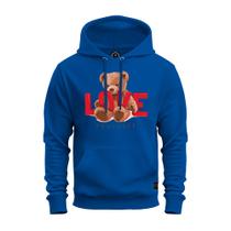 Moletom Estampado Blusa De Frio Canguru Confortável Urso Love Grau