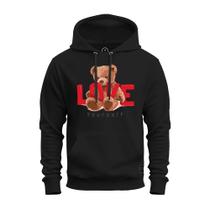 Moletom Estampado Blusa De Frio Canguru Confortável Urso Love Grau