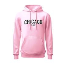 Moletom estampado chicago u.s.a unisex algodão flanelado lançamento