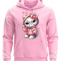 Moletom Estampado Com Capuz e Bolso Hello kitty