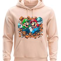 Moletom Estampado com Capuz Mario e Luigi