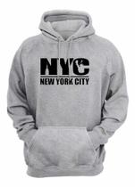 Moletom Estampado Flanelado Unissex New York City Com Bolso