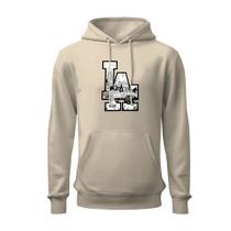 Moletom estampado l.a grande unisex capuz canguru flanelado lançamento