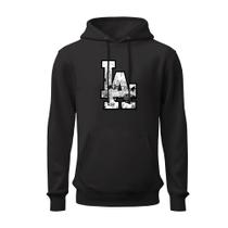 Moletom estampado l.a grande unisex capuz canguru flanelado lançamento