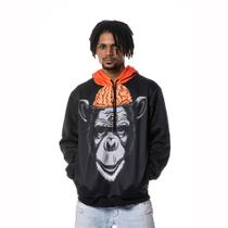 Moletom Estampado Monkey Orange Parcial Masculino Canguru Moletom Estampado Monkey Orange Parcial Masculino Canguru