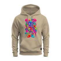 Moletom Estampado Premium Algodão Canguru Urso Aquarela Cores