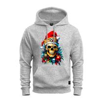 Moletom Estampado Premium Canguru Flanelado Com Capuz Caveira Clima Natal