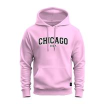 Moletom Estampado Premium Canguru Flanelado Com Capuz Chicago USA