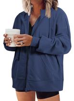 Moletom Eytino Plus Size com capuz com zíper para mulheres 2x preto