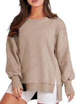 Moletom Eytino Plus Size feminino de tamanho grande, manga comprida, cinza