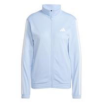 Moletom feminino Adidas Tricot com 3 listras azul branco Moletom feminino Adidas Tricot com 3 listras azul branco